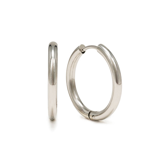 Tube 20mm Hoop Earrings Silver banner