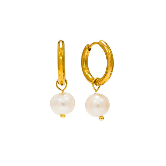 Oceane Pearl Hoop Earrings Gold banner