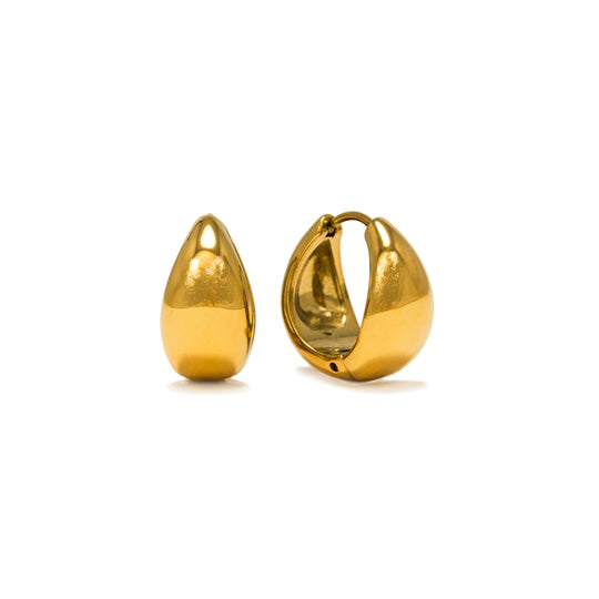 Oval Puff Hoop Earrings Gold banner