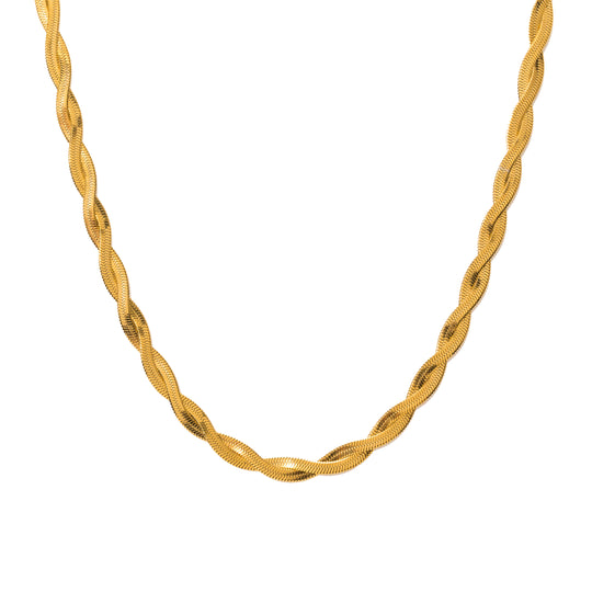 Josie Twist Herringbone Necklace Gold banner