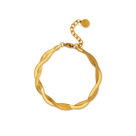 Josie Twist Herringbone Bracelet Gold banner